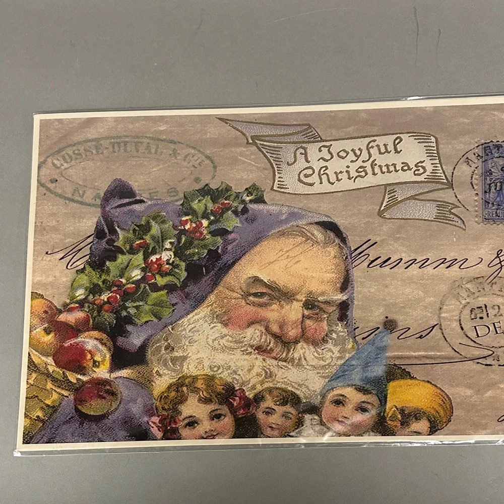 Vintage Set of 12 Christmas Paper Placemats with Santa and Children NWT